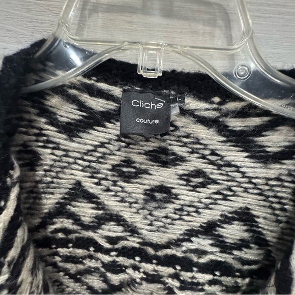 NWT Cliche’ chunky black white open cardigan sweater ❤️ - Picture 4 of 6